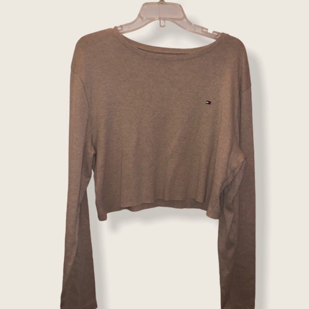 tan cropped tommy hilfiger long sleeve
